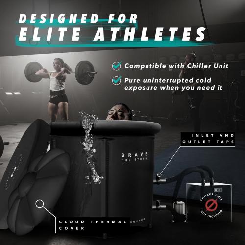 Black 30 Cold Plunge Tub for Ice Baths at Home - 110 Gal Outdoor & Indoor Cold Water Plunge Tub with Lid - Water Chiller Compatible - XL Recovery Cold Plunge for Athletes - Portable Ice Bath & Accessories
