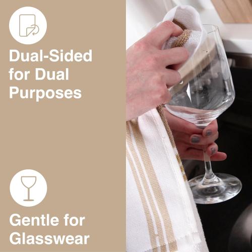 All-Clad Dual-Purpose Kitchen Towels: Highly Absorbent - 100% Cotton, 17x30 Dish Towels for Cleaning & Drying Dishes & Glassware, 6-Pack, Cappuccino
