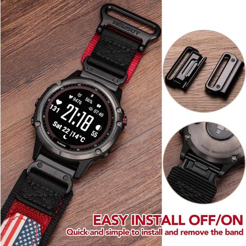 Compatible With Garmin Watch Band, Super Rugged Nylon Sports Strap With Woven Loop Design For Fenix/Forerunner/Approach/MARQ/Quatix/D2 Series, Tough Replacement Band For Men Women