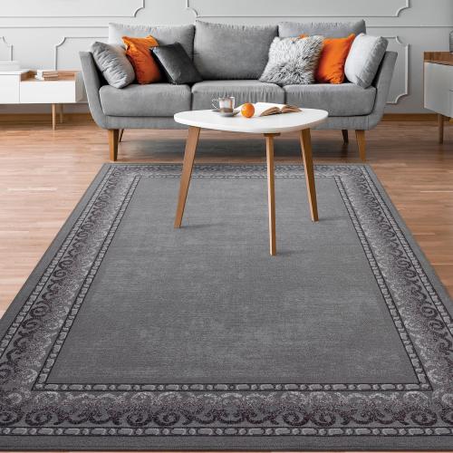 Size  3' x 5' Color Grey Antep Rugs Alfombras Bordered Modern 3x5 Non-Slip (Non-Skid) Low Pile Rubber Backing Indoor Area Rug