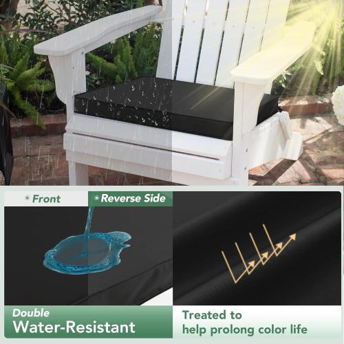 Outdoor Chair Cushions Set of 2: Waterproof & Fade Resistant Deep Seat Cushion for Patio Furniture - 24 x 24 x 3 Inch Chair Pads with Ties and Hidden Zipper - Patio Chair Cushion Replacement, Black