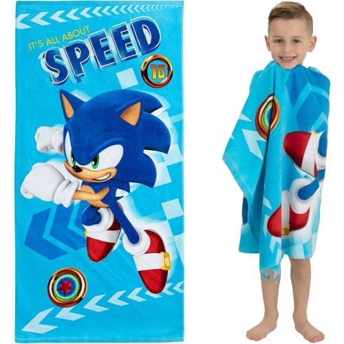 Franco Sonic The Hedgehog Recycled Polyester Beach Towel, 58 in x 28 in, Ready to Run Pattern