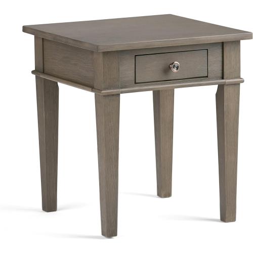 SIMPLIHOME Carlton SOLID WOOD 18 inch Wide Square Transitional End Side Table in Farmhouse Grey for the Living Room and Bedroom