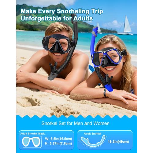 Greatever Dry Snorkel Set,Panoramic Wide View,Anti-Fog Scuba Diving Mask,Professional Snorkeling Gear