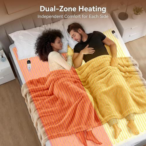 King Size Heated Mattress Pad – Luxury Dual Control Electric Bed Warmer, Machine Washable, Auto Shut-Off, Adjustable Heat Settings for Master Bedroom Comfort
