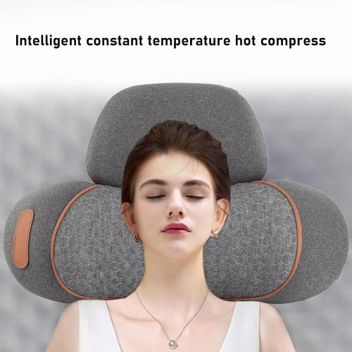 Neck Support Pillow Memory Foam with Detachable Pillowcase, Grey, USB Plug in 3 Temperatures - Soothing Heat Function, Customizable Comfort for Sleeping and Relaxation
