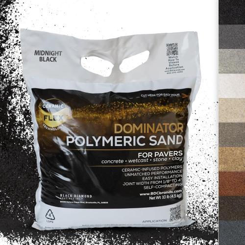 10 Pound Midnight Black DOMINATOR Polymeric Sand with Revolutionary Ceramic Flex Technology for Stabilizing Paver Joints/Gaps, 1/8” up to 4”, Professional Grade Results