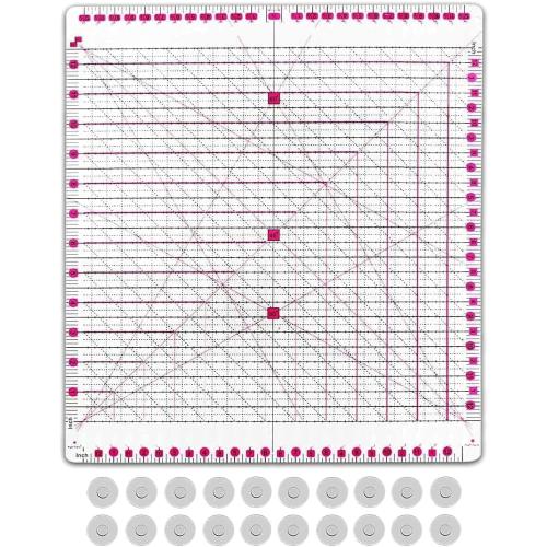 12.5 * 12.5 Quilting Ruler,Square Sewing Ruler, Durable 4mm Thick Slotted Rulers,Clear Mark Acrylic Ruler for Quilting, Sewing, Crafts Template for Precise Cutting