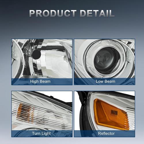 KUIPERAUTO Headlight Assembly Compatible with 2010-2015 Chevy Equinox Chrome Housing/Clear Lens/Amber Reflector OE style GM2502352, GM2503352 Driver & Passenger side replacement pair