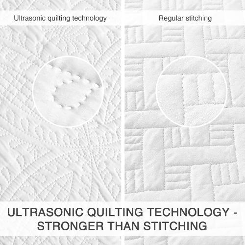 Love's cabin King Size Quilt Set White Bedspreads - Soft Bed Summer Lightweight Bedspread Comforter - Modern Style Coin Pattern Coverlet for All Season - 3 Pieces (1 Quilt, 2 Pillow Shams)