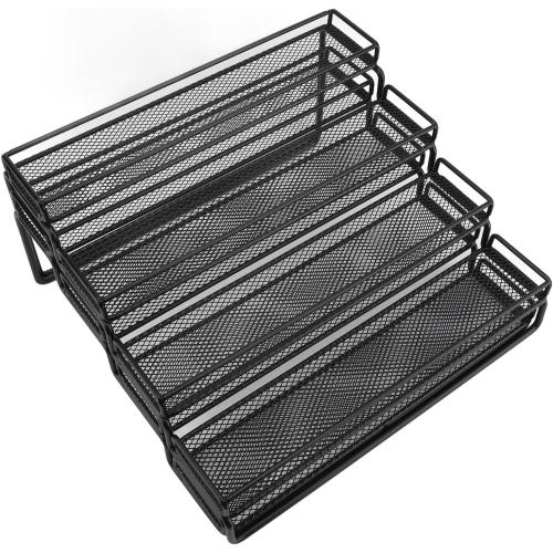 Condient Rack Organizer for Cabinet, 4 Tier Seasoning Step Storage Organizer, Adjustable Metal for Countertops & Cabinets with Stable Frame