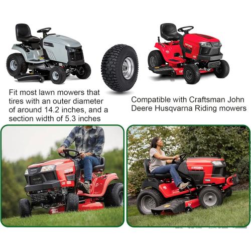 15x6.00-6 Lawn Mower Tire and Wheel Front Tire Compatible with John Deere Craftsman Husqvarna Riding Mowers Lawn Tractors