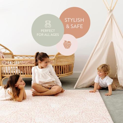 Baby Play Mat for Infants | One-Piece Reversible Foam Floor Mat | Large | Eco-Friendly | Extra Soft | Thick | Non-Toxic | Toddlers | Kids (Pink Petal/Gray Storm, Large)
