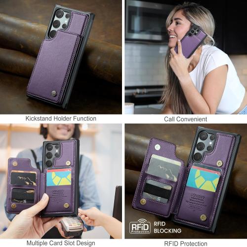 Vinich for Samsung Galaxy S23 Ultra Wallet Case with Card Holder, RFID Blocking Credit Slots Kickstand Shockproof Phone Cover Fit for Galaxy S23 Ultra 6.8 Purple