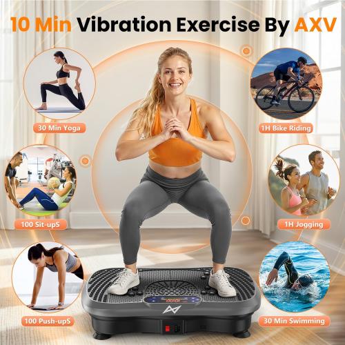 AXV Vibration Plate Fitness Platform Exercise Machine Vibrating Shaking Full Body Shaker Workout Vibrate Stand Shake Board Sport Gym for Weight Loss Fat Burner for Women Men
