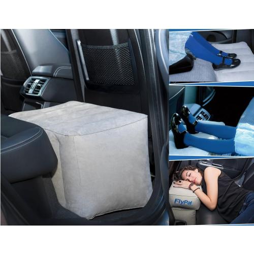 Inflatable Foot Rest for Air Travel, U.S Patented 2 in 1 Design, Blow-Up Pillow Cushion for Home, Office and Kids to Sleep on Long Flights, 17“x11 x17, Grey.