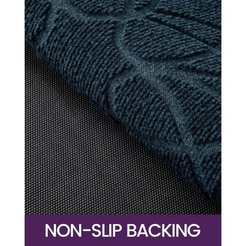 DEXI Front Door Mat Outside Entrance, Heavy Duty Non Slip Low Profile Doormat for Entryway, Trap Dirt and Moisture Welcome Mats, Easy Clean, Patio, Garage, 3x2, Blue