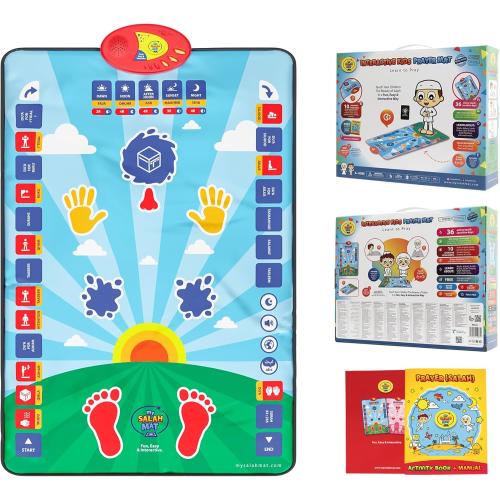 My Salah Mat for Kids - Interactive Muslim Prayer Rug for Kids Learning The Salah - Fun & Easy Prayer Mat with 36 Touch Keys, 15 Languages, Speaker, & Booklets - Islamic Toys for Ages 3 to 8