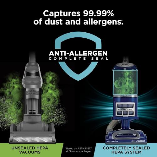 Shark Upright Vacuum, Navigator Lift-Away Deluxe with Large Dust Cup Capacity, HEPA Filter, Swivel Steering, Upholstery Tool & Crevice Tool, Blue, NV360