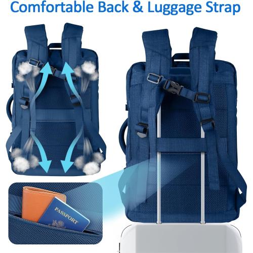 60L Big Capacity Carry On Laptop Backpack Large Travel Backpack for Men, Expandable Water Resistant Overnight Weekender Luggage Gym Daypack Rucksack Traveling Backpack, Traveler Gifts, Blue
