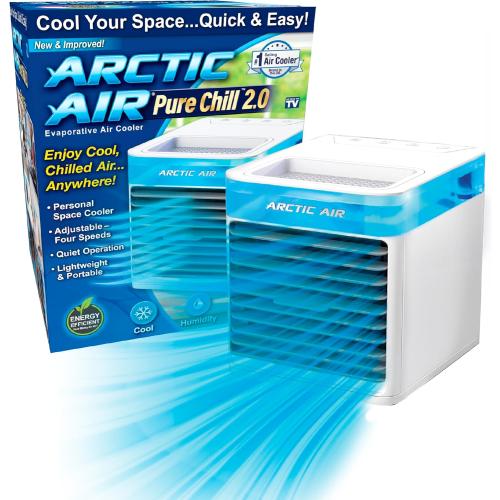 Arctic Air Pure Chill 2.0 Evaporative Air Cooler by Ontel - Powerful, Quiet, Lightweight and Portable Space Cooler with Hydro-Chill Technology For Bedroom, Office, Living Room & More,Blue