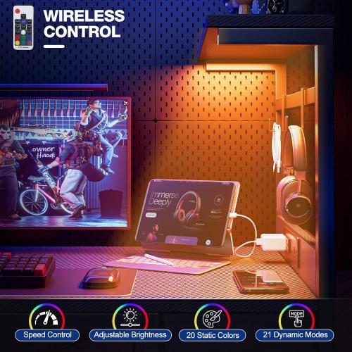 Grandder Gaming Desk 40 Inch with Power Outlet and LED Light, Computer Desk with Reversible Shelves and Storage Drawer, Pc Small Desk for Home Office Table with Bag, Carbon Fiber Black