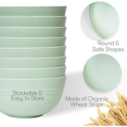 32pcs Color Green Wheat Straw Dinnerware Sets | Unbreakable Dinnerware Sets | Dishwasher Microwave Safe Dinnerware | Eco Friendly Non Breakable Dinnerware Sets | RV Outdoor Camping (Green, Service for 8 (32 pcs))