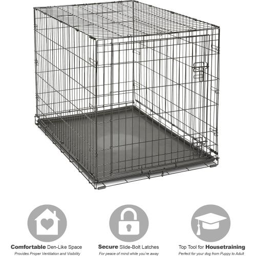 New World Single Door Folding Metal 42-Inch Dog Crate, Includes Leak-Proof Pan, Floor Protecting Feet, & New Patented Features, for Large-Sized Breeds