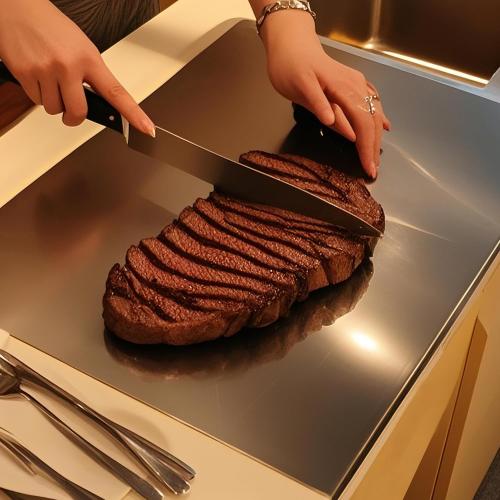 Size 50x 40cm /19.7x15.7in Stainless Steel Cutting Boards for Kitchen, Kneading Cutting Board Mats, Metal Cutting Board for Meat, Fruits, Vegetables, Bread, and Baking Large Cutting Boards (50 x 40cm/19.7 x 15.7in)