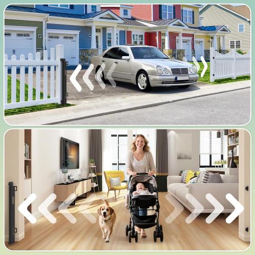 200'' Retractable Baby Gates Extra Wide,34 Tall Retractable Dog Gate for Doorways,Extra Long Retractable Baby Gate for Stairs,Kitchen,Indoor/Outdoor Retractable Gate with Fiberglass Reinforcement Rod