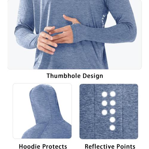 NORTHYARD Men's UPF 50  Hoodie Shirts Long Sleeve Sun Protection Fishing Swim Beach UV SPF Rash Guard Quick Dry Lightweight