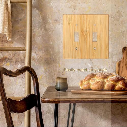 Pinkunn 10 Pcs Wood Light Switch Outlet Covers,Light Oak,Double Toggle