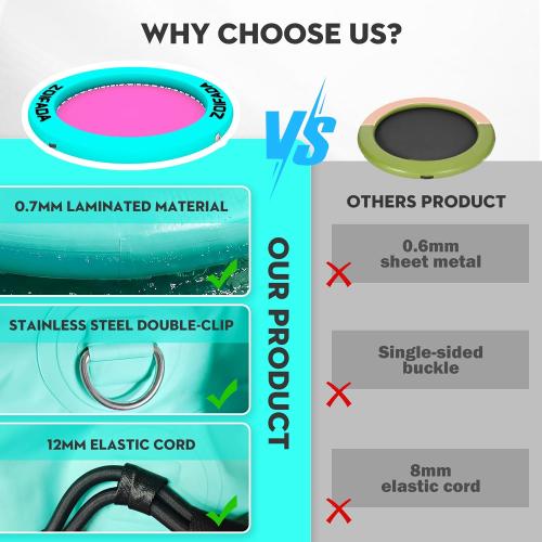 Inflatable Water Hammock Round Floating Ring,8/10/12FT Heavy Duty Pool Float for Adults,Inflatable Tanning Pool Float Island Dock for Lake/River/Ocean,w/Cup Holder,10FT&12FT Include 4-Step Soft Ladder