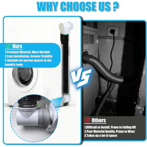 Upgrade Dryer Vent Hose for Tight Space, Dryer Vent Hose Kit, 90 Degree Dryer Vent Elbow with Dual Silicone Seal Connector, Dryer Cleaning Kit, High Sealability, Dryer Vent Vacuum Hose Attachment