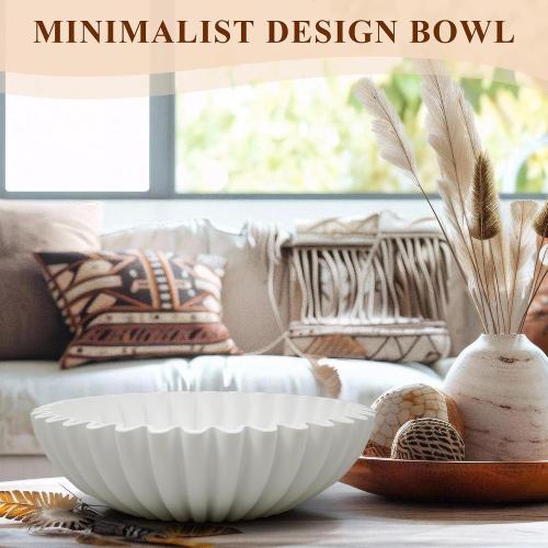 YMXYJM Large Decorative Bowl, Modern Handicraft Bowls for Home Decor, Decorative Fruit Bowl for Kitchen Counter, Ruffle Bowl Decor, Stylish Key Bowl for Entry Table, White