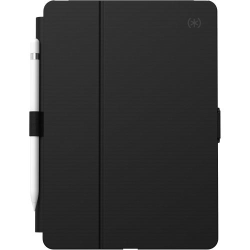 Speck Balance Folio Case for iPad 10.2 Inch (2019-2021) - Drop & Camera Protection, Slim Multi Range Stand, Apple Pencil Holder - Black/Black