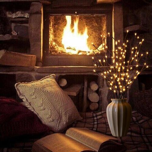 Vanthylit Set of 2 3PK 30 Brown Lighted Twig Stakes 120 Warm White Pathway Light for Outdoor and Indoor (Vase Excluded)