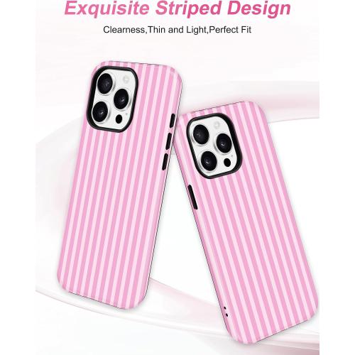Jusy Magnetic Striped Phone Case for iPhone 16 Plus,Dark Pink