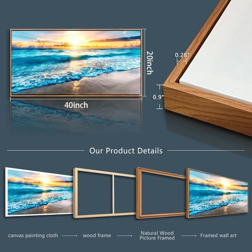 MHARTK66 Canvas Prints - Blue Beach Scenery Wall Art for Living Room & Bedroom - Modern Office Decorations