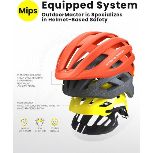 OutdoorMaster MIPS Bike Helmet for Adults-Two Removable Liners & Ventilation in Multi-Environment - Road Bicycle Helmets in Mountain, Motorway for Youth & Adult