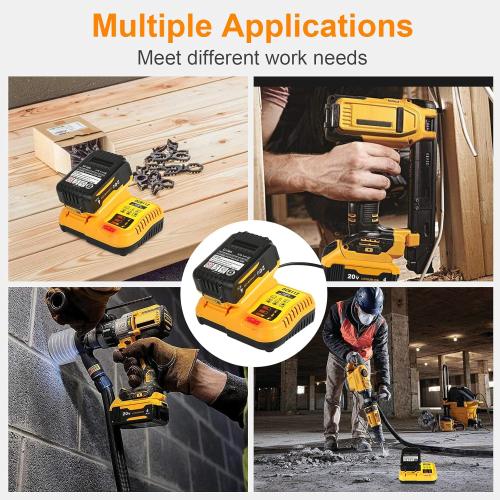 DCB112 Charger Repalcement for Dewalt 12v/20v Battery Charger Compatible with Dewalt 12v/20v Max Battery DCB200 DCB203 DCB125 DCB107 Yellow