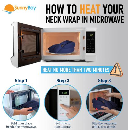 SunnyBay Microwave Heating Pad for Neck and Shoulders, 2.2 lbs 26 inch Long Versatile Microwavable Neck Wrap Warmer or Cool Pack, Hot or Cold Therapy to Relax Sore Muscles (Navy Blue)
