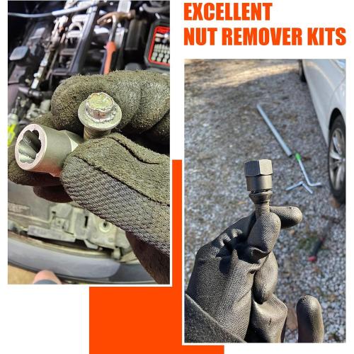 Bolt Extractor Set Heavy Duty, 13Pcs Bolt Extractor Kit with 3/8 Inch Adapter, Stripped Lug Nut Remover, Easy Out Bolt Remover Set for Rusted, Rounded, Damaged Nuts Screws