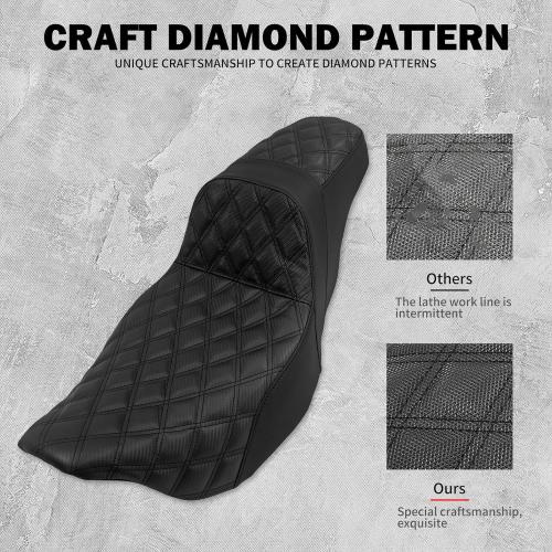 One-Piece Driver Passenger Seat Motorcycle 2-up Seat Fit for Harley Touring Electra Glide Road King Road Glide Street Glide 2009-2023 (Black Stitching)