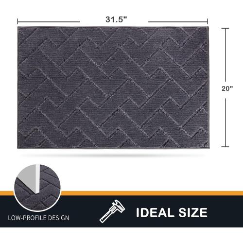PURRUGS Dirt Trapping Door Mat 20 x 31.5, Non-Slip Machine Washable Entry Rug, Dog Doormat, Indoor Front Door Mat, Super Absorbent Entryway Rug for Muddy Shoes & Paws, Grey