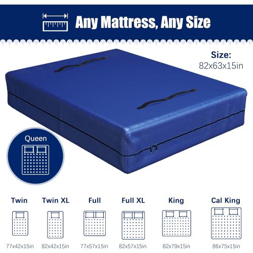 Cosy Family Mattress Bags for Moving with 8 Handles - 170GSM Extra-Thick Mattress Bag for Moving Supplies - Reusable Mattress Cover Protector Storage with Zipper - Queen Size - Blue