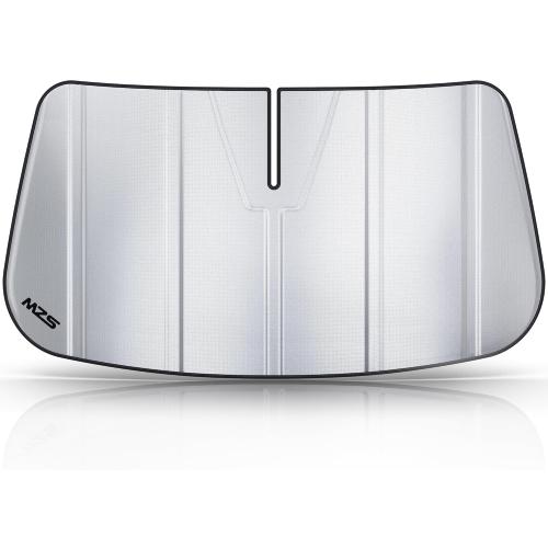 MZS Windshield Sun Shade Compatible with Tacoma 2024-2026 | 6-Layer Heat Insulation, 99% UV Blocking, Keeps Interior Cool, Full Coverage Visor, Foldable Car Window Sunshade, Storage Bag