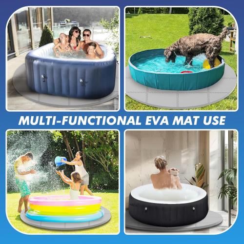 AFFLUENT 77 EVA Hot Tub Mat & Pad for Inflatable Tubs - 1/2 12MM Thickened Non-Slip Outdoor/Indoor Protective Mat, Waterproof Durable Inflatable Hot Tub Accessories, Easy Clean (Gray)