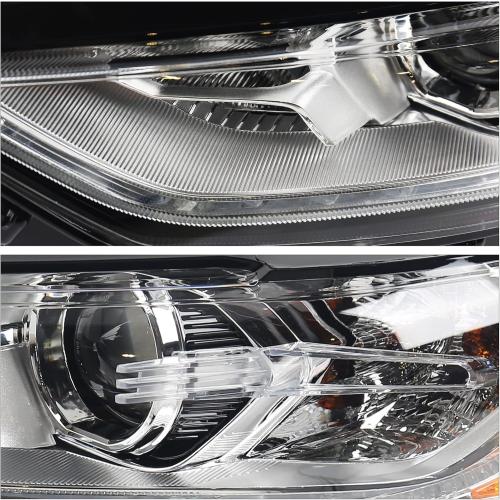 FIONE for Ford Fusion Headlight Assembly 2017 2018 2019 2020 Halogen Projector Headlamp Replacement Chrome Housing Front Lamp Left Driver Side LH HS7Z13008H