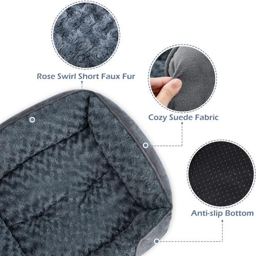 INVENHO Large Dog Bed for Large Medium Small Dogs, Rectangle Washable Dog Bed, Orthopedic Dog Bed, Soft Calming Sleeping Puppy Bed Durable Pet Cuddler with Anti-Slip Bottom L(30x24x9)